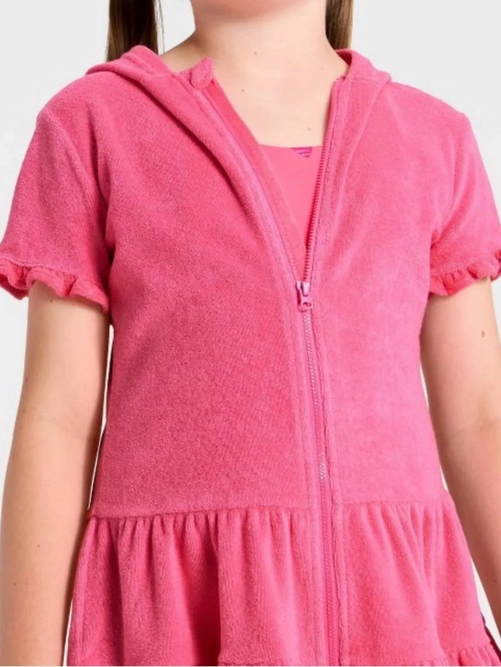 Girls Ruffle Terry Zip-Up Swimsuit Cover-Up Dress Pink -Cat & Jack